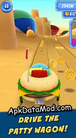 SpongeBob Sponge on the Run riding burger car