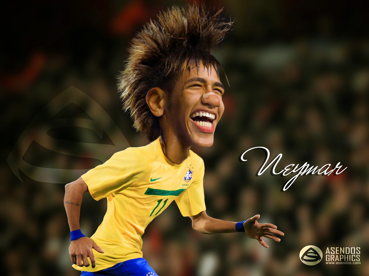 Gambar Karikatur Neymar Piala Dunia Pemain Sepakbola Brazil World Cup