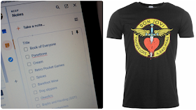 A to do list app which I found attached to gmail and a Bon Jovi tshirt