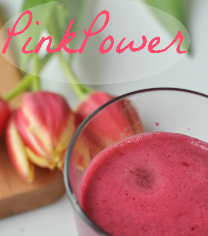 fresh pressed Pink Power Juice, packed with antiinflammatories