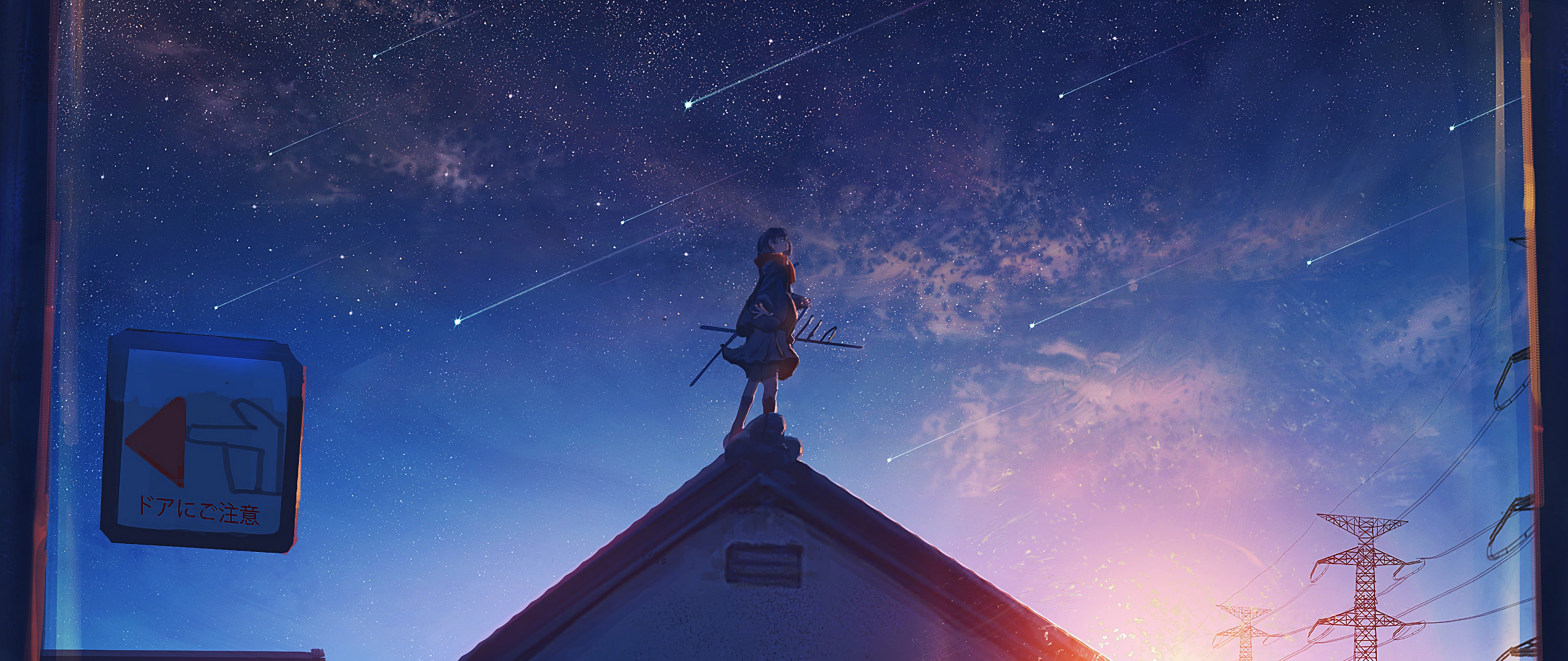 Anime Sunrise Comet Stars 4k Wallpaper 183