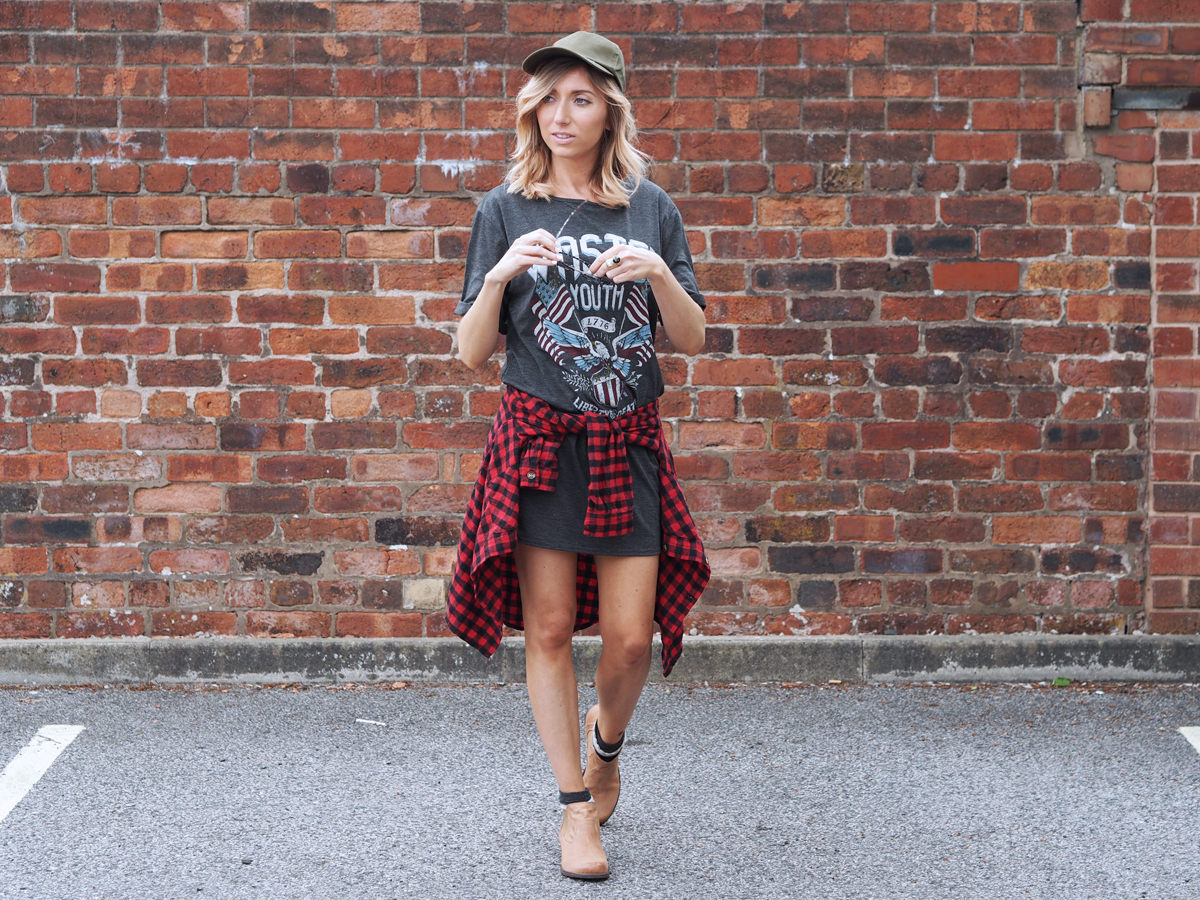 Wasted Youth Missguided Tshirt and Clarks Ankle Boots