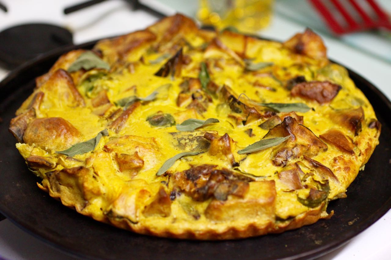 Green Gourmet Giraffe Vegan bubble and squeak frittata for leftovers!