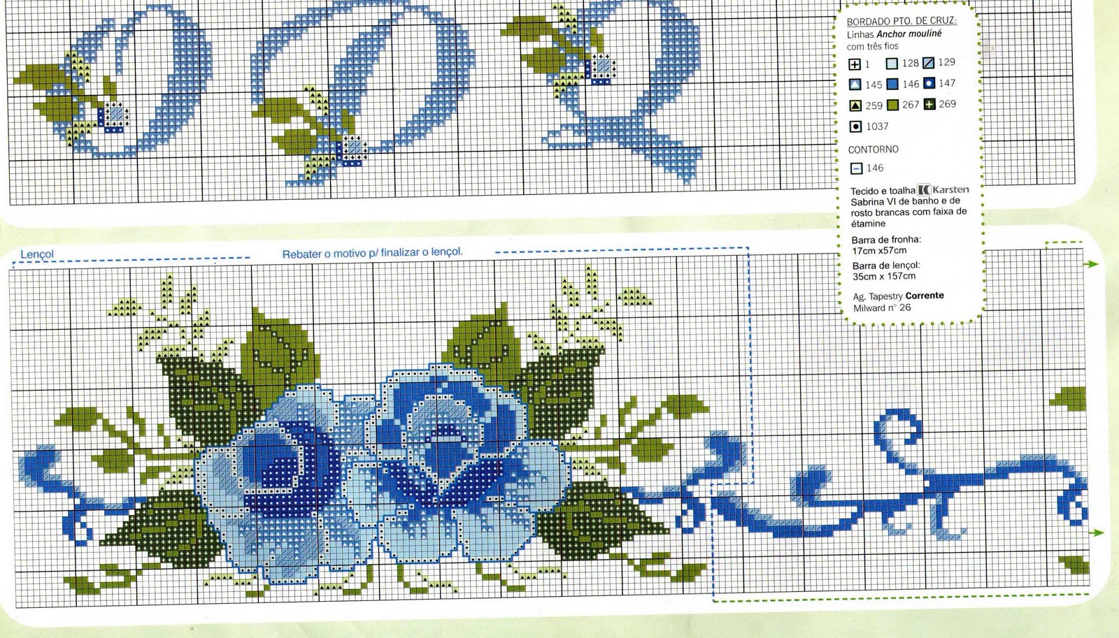 Graficos Ponto Cruz Rosas Agulhas pra que te quero: Ponto Cruz - Rosas Azuis