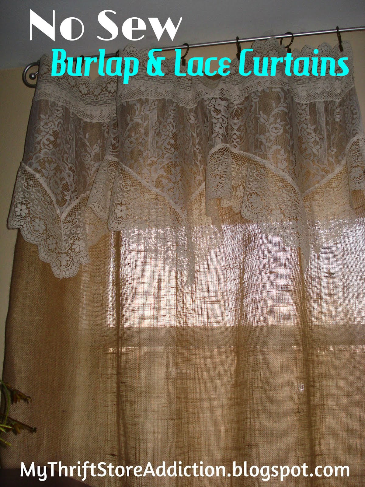 No sew burlap and lace curtains