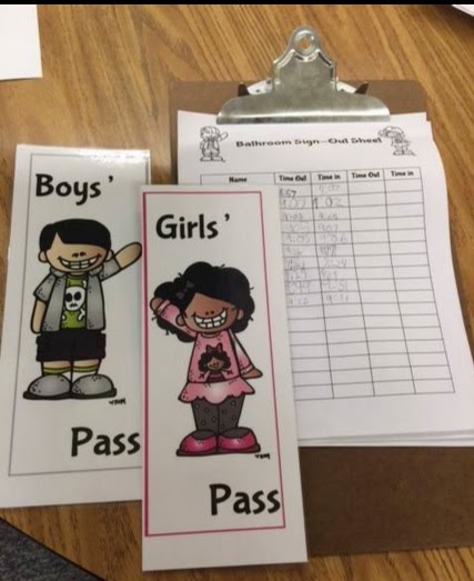 bathroom passes and restroom sign-out sheet
