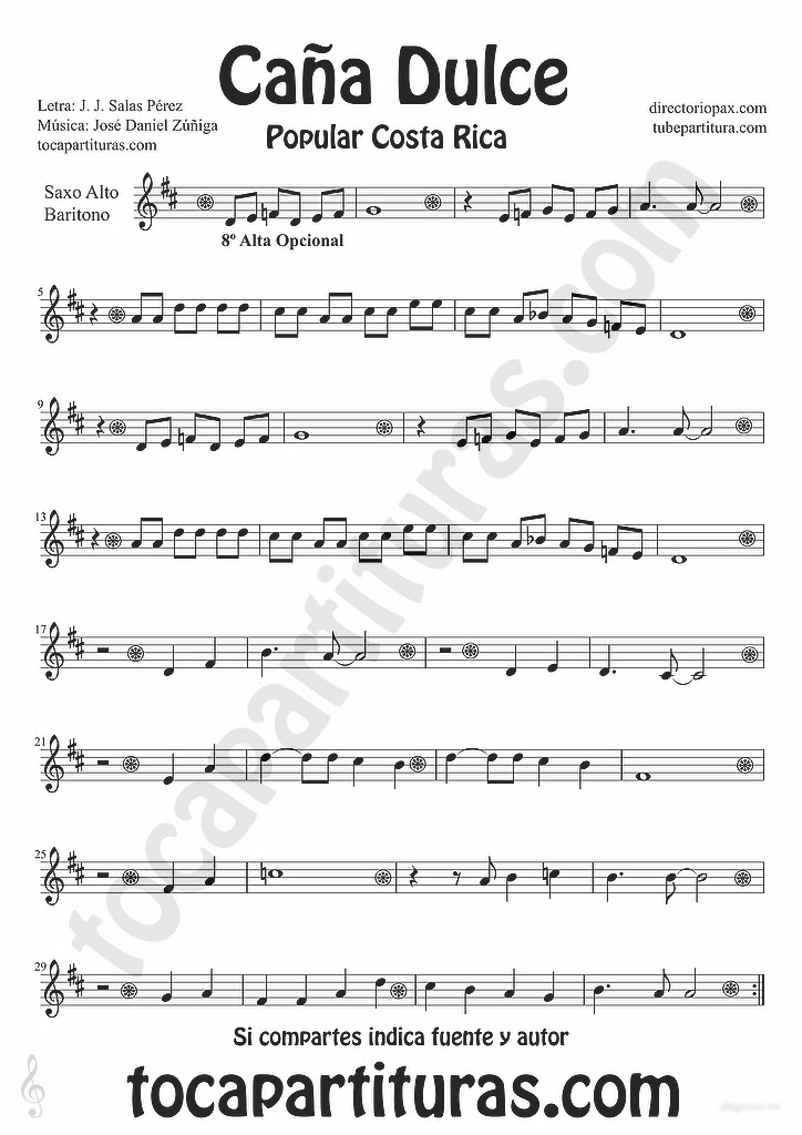 tubepartitura Caña Dulce de J. Daniel Zúñiga y J.J. Salas Pérez