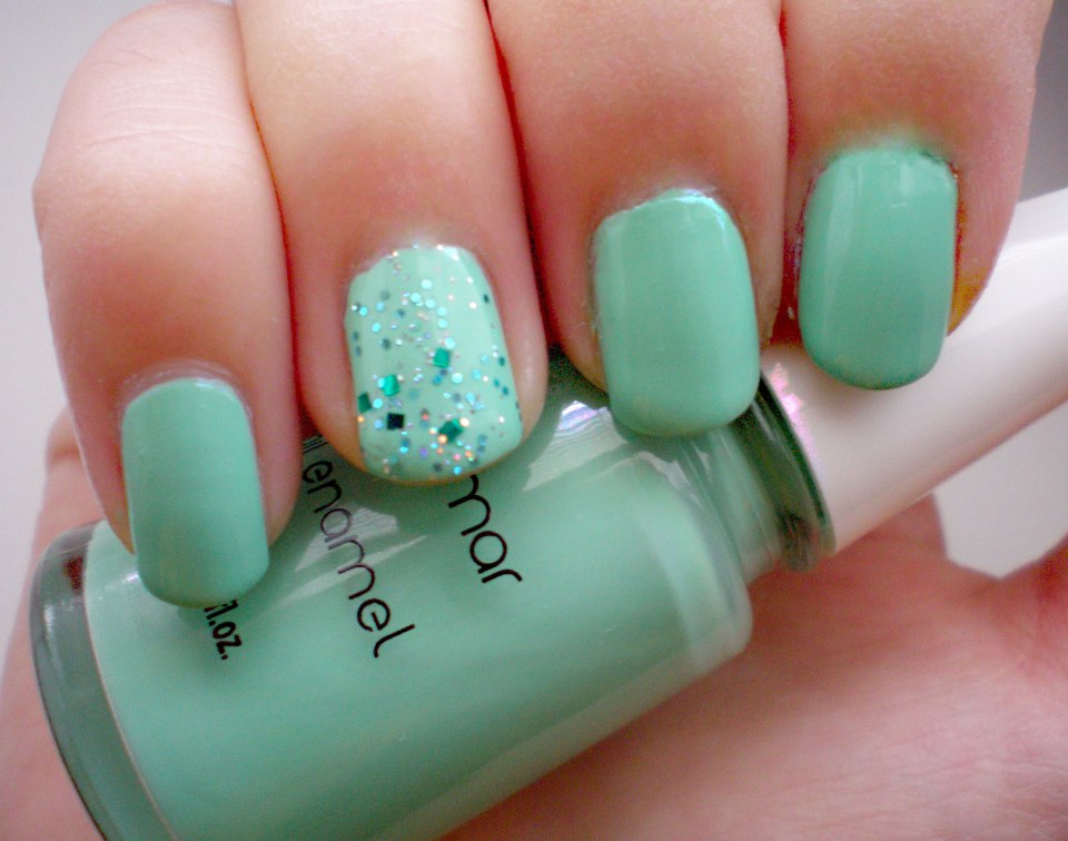 9. Mint Green and Gold French Tip Nails - wide 8