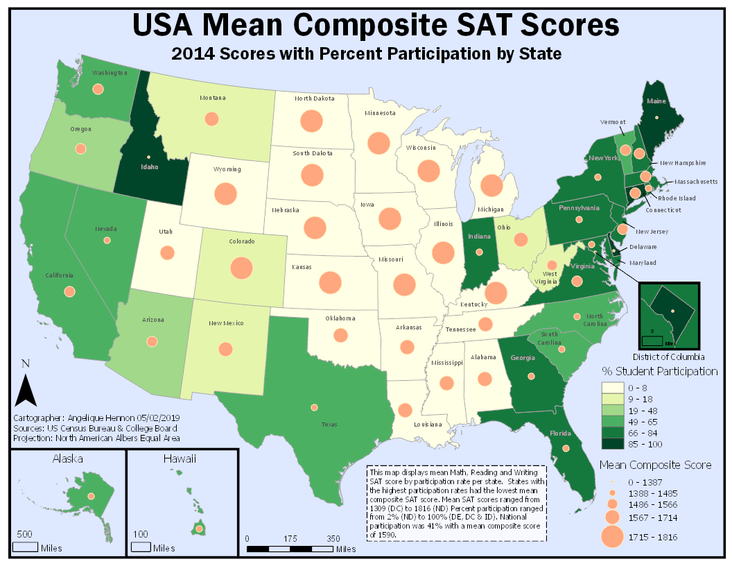 FINAL USA Mean Composite SAT 2014 Scores with Percent Participation by