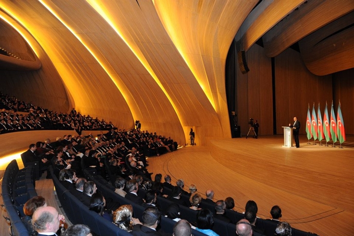 Conference hall in Heydar Aliyev Cultural Center by Zaha Hadid Architects