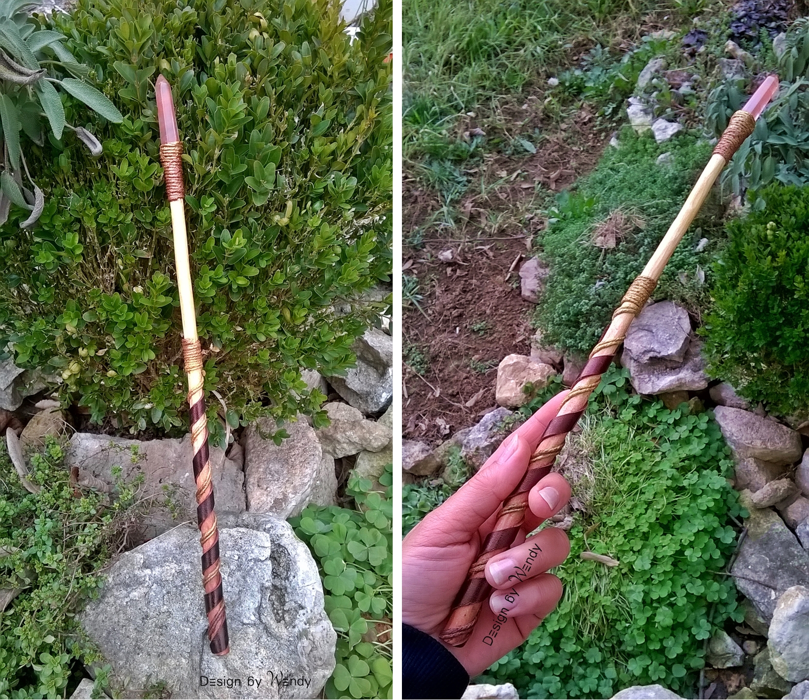 Design by Wendy Willow Wand with Rose Quartz Gemstone Spike