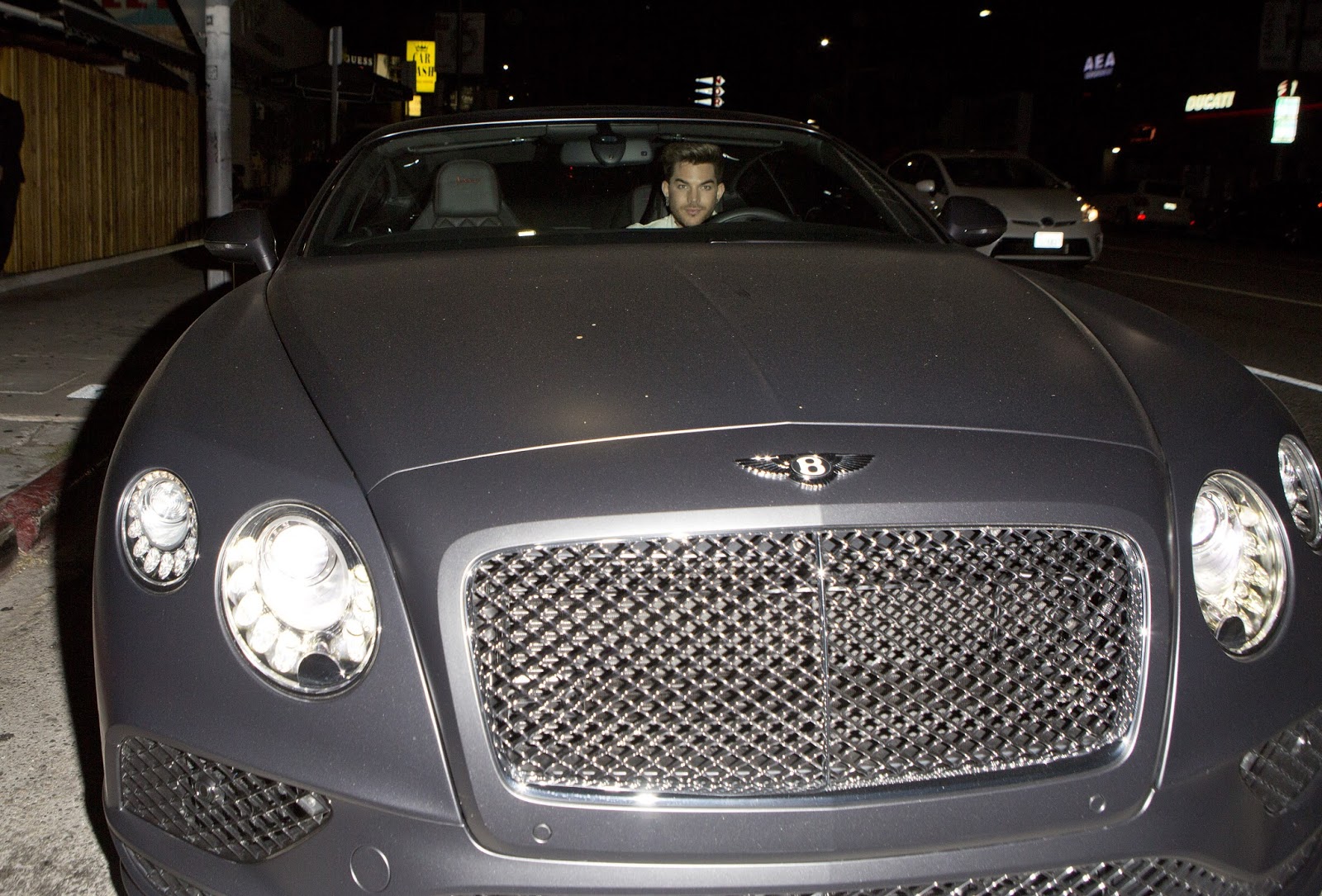 PHOTOS!! Adam Lambert's Newest Ride (?!) Bentley (Grey) Convertible