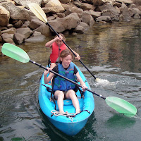 Two girls kayaking at Aloha Beach Camp Summer Camp