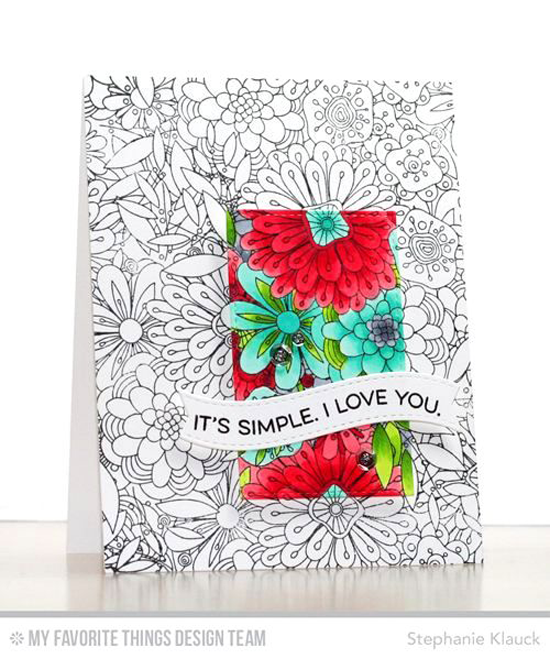 Handmade card from Stephanie Klauck featuring Essential Sentiments stamp set, Bundles of Blossoms Background stamp, and  Blueprints 25 Die-namics #mftstamps