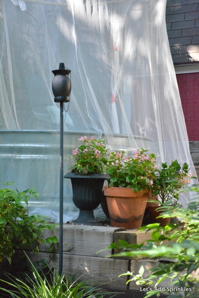 Let's Add Sprinkles IKEA Mosquito Netting Around the Stock Tank Pool
