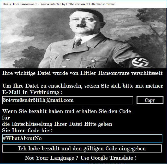 Μη πληρώσετε τα Bitcoin για λύτρα αποκρυπτογράφησης του Ransomware Hitler