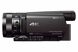 Sony FDR-AX100/B 4K Video Camera Handycam Camcorder, side view