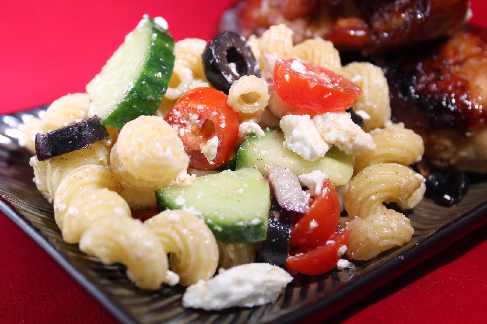 Greek Pasta Salad with Red Wine Vinaigrette