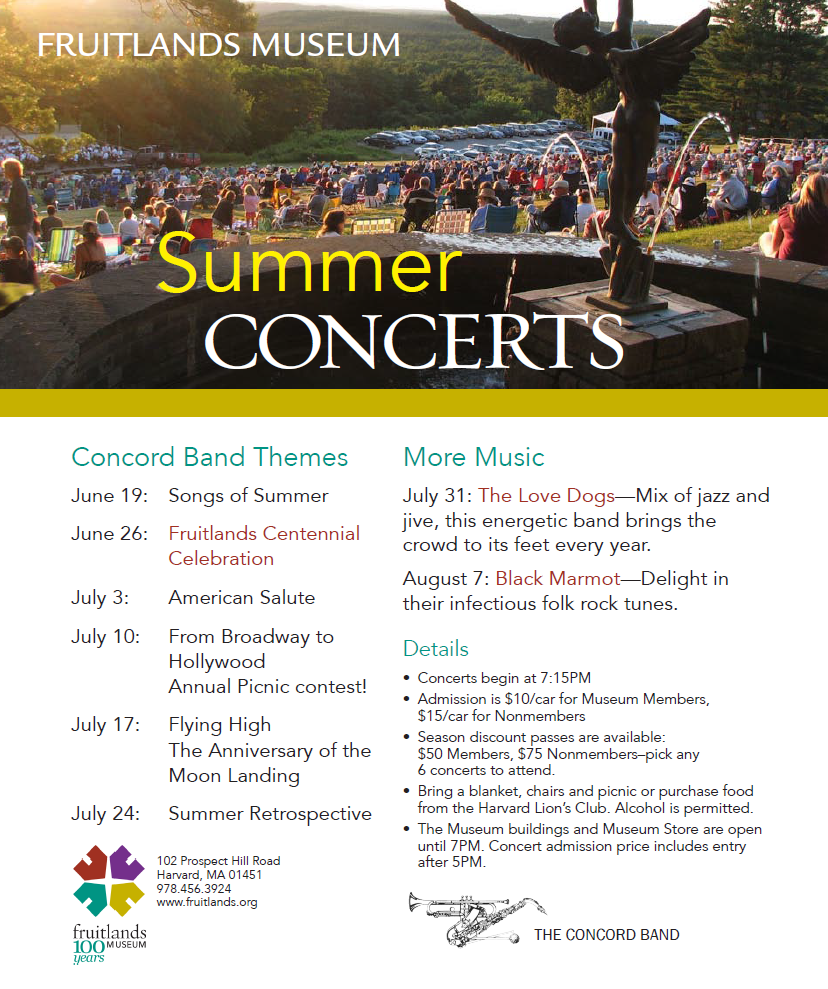 Fruitlands Museum Summer Concerts Poster