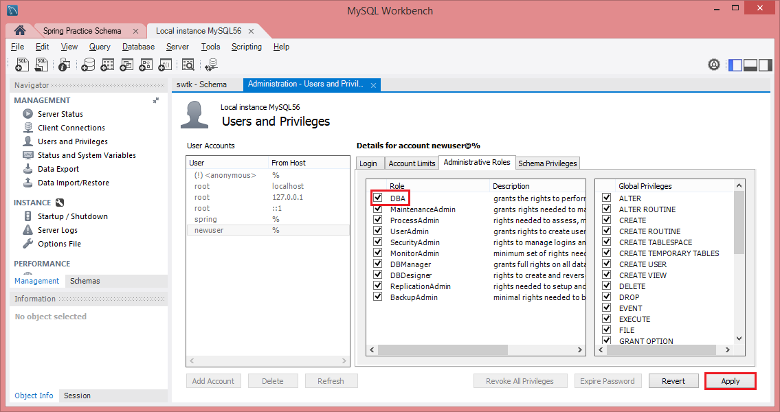 DB Creating a Connection in the Workbench