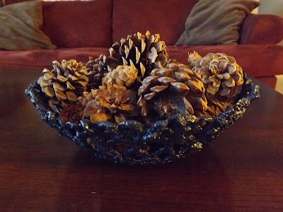 Cement lace bowl made from a doily