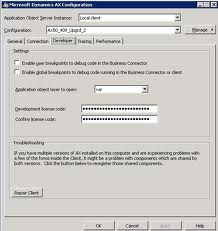 Create a configuration file to share ax client in axapta