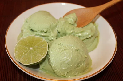Bowl of avocado lime ice cream.