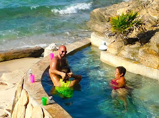 bliss beach, clothing optional, bliss, friends, plunge pool, paya bay resort, naturism, 