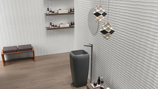 Tile design on wall with flexible patterns surfaces
