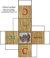 chicken coop craft paper printable toy block