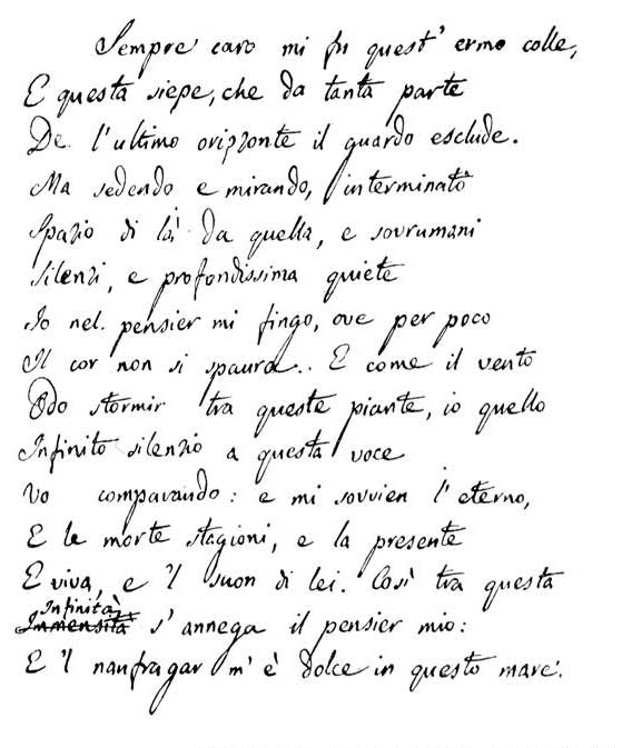 Di Giacomo Leopardi (1798–1837) - "Secondo manoscritto autografo" (Visso, Archivio comunale), Pubbl
