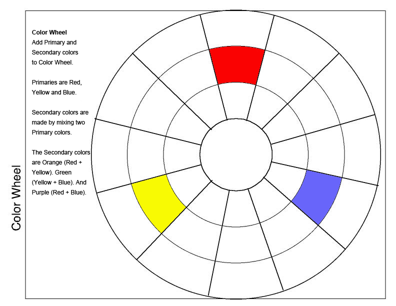 Color wheel with primary secondary and tertiary colors - butlernom