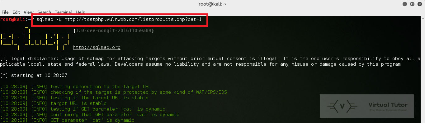 sqlmap Tutorial Using kali linux - Virtual Tutor