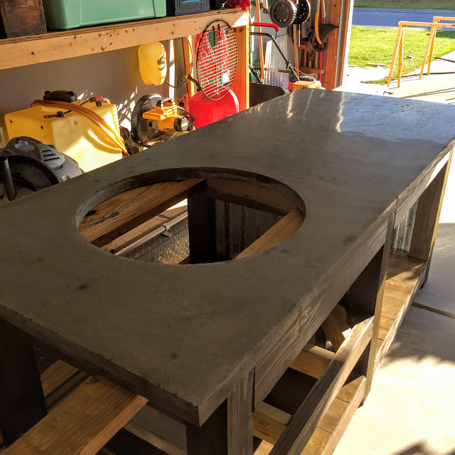DIY Big Green Egg Table with Concrete Top and Barn Door | The Lowcountry Lady