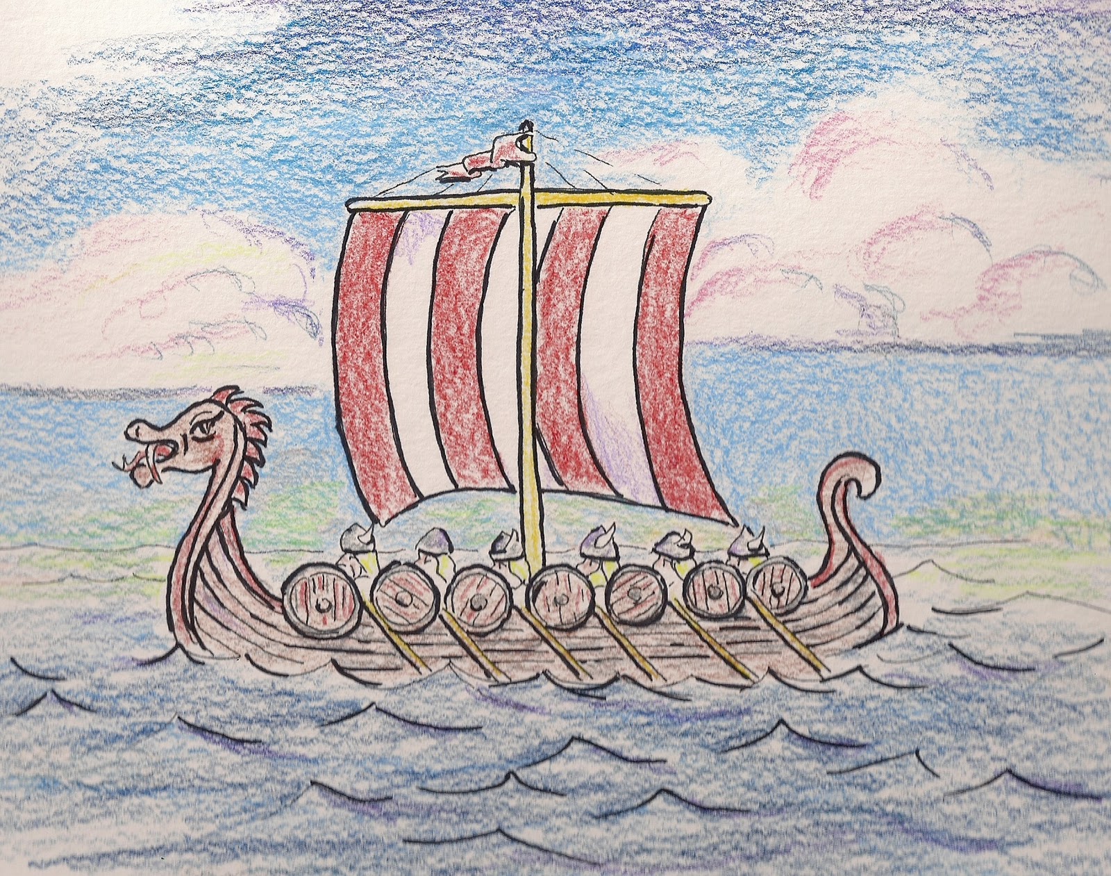 Viking Ships Drawings