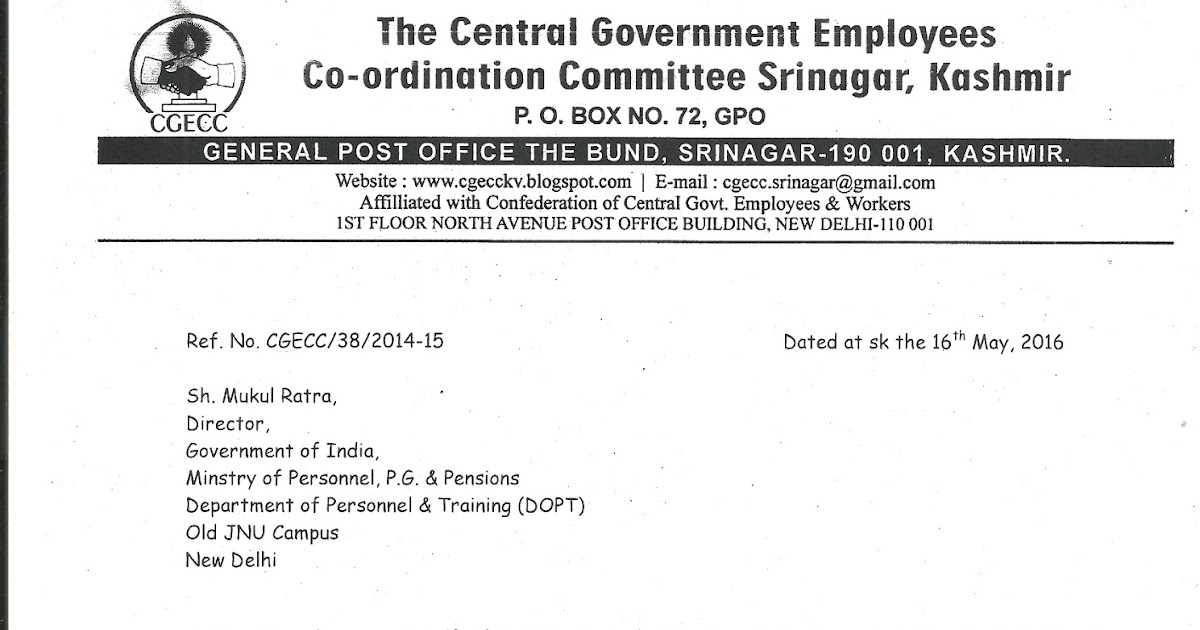 Central Government Employees Coordination Committee Kashmir Valley