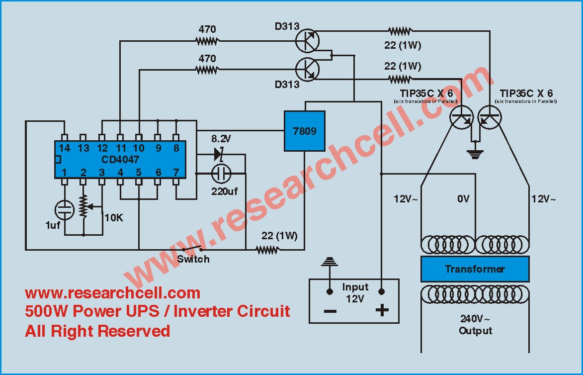 CIRCUIT DIAGRAM: 500w 12v to 230v inverter circuit diagram