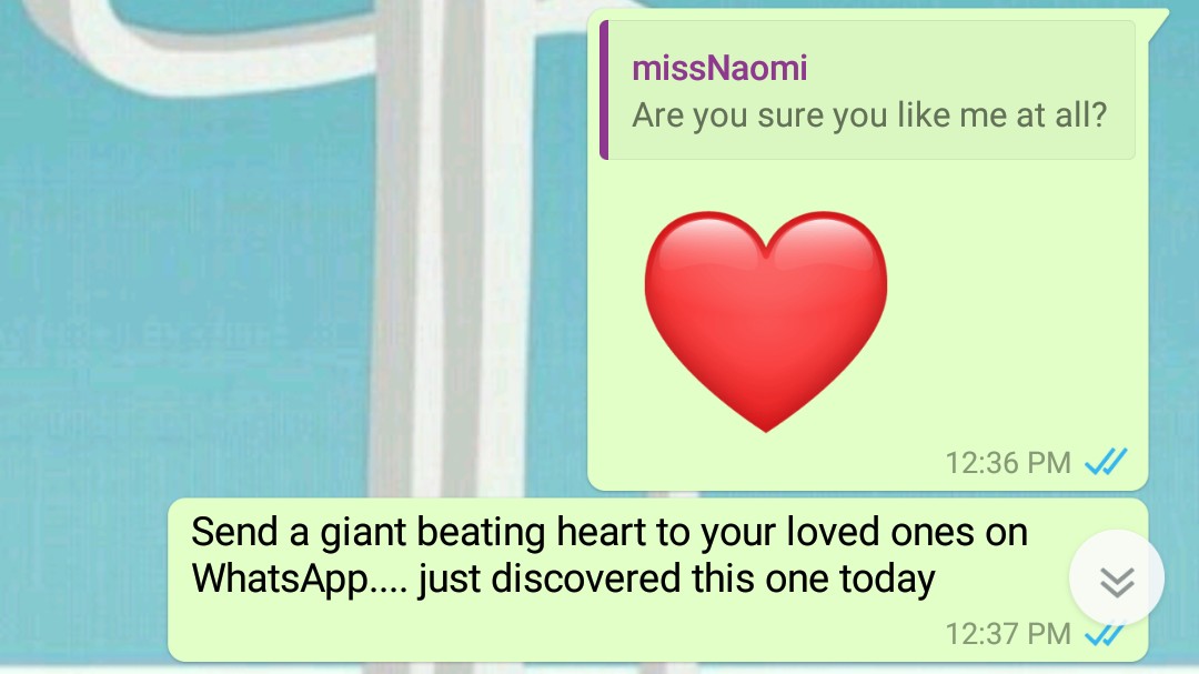 Sending a giant beating heart to someone on WhatsApp