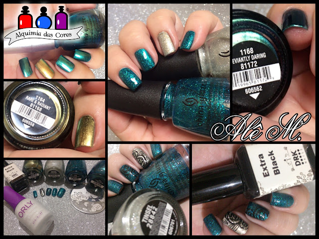 China Glaze, China Glaze Give Me The Green Light,China Glaze New Bohemian Luster Chrome Collection Fall 2012, Deviantly Daring, Rare & Radiant, Duochrome, Tinsel, China Glaze Love You Snow Much 2009, YZWLE02, Orly Peel Off One Night Stand, DRK Nails, Extra Black DRK Nails, Alê M.