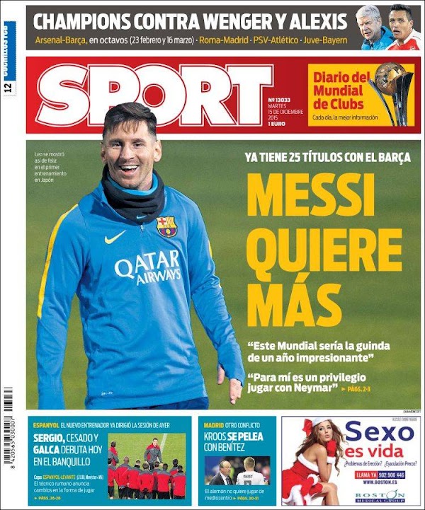 FC Barcelona, Sport: "Messi quiere más"