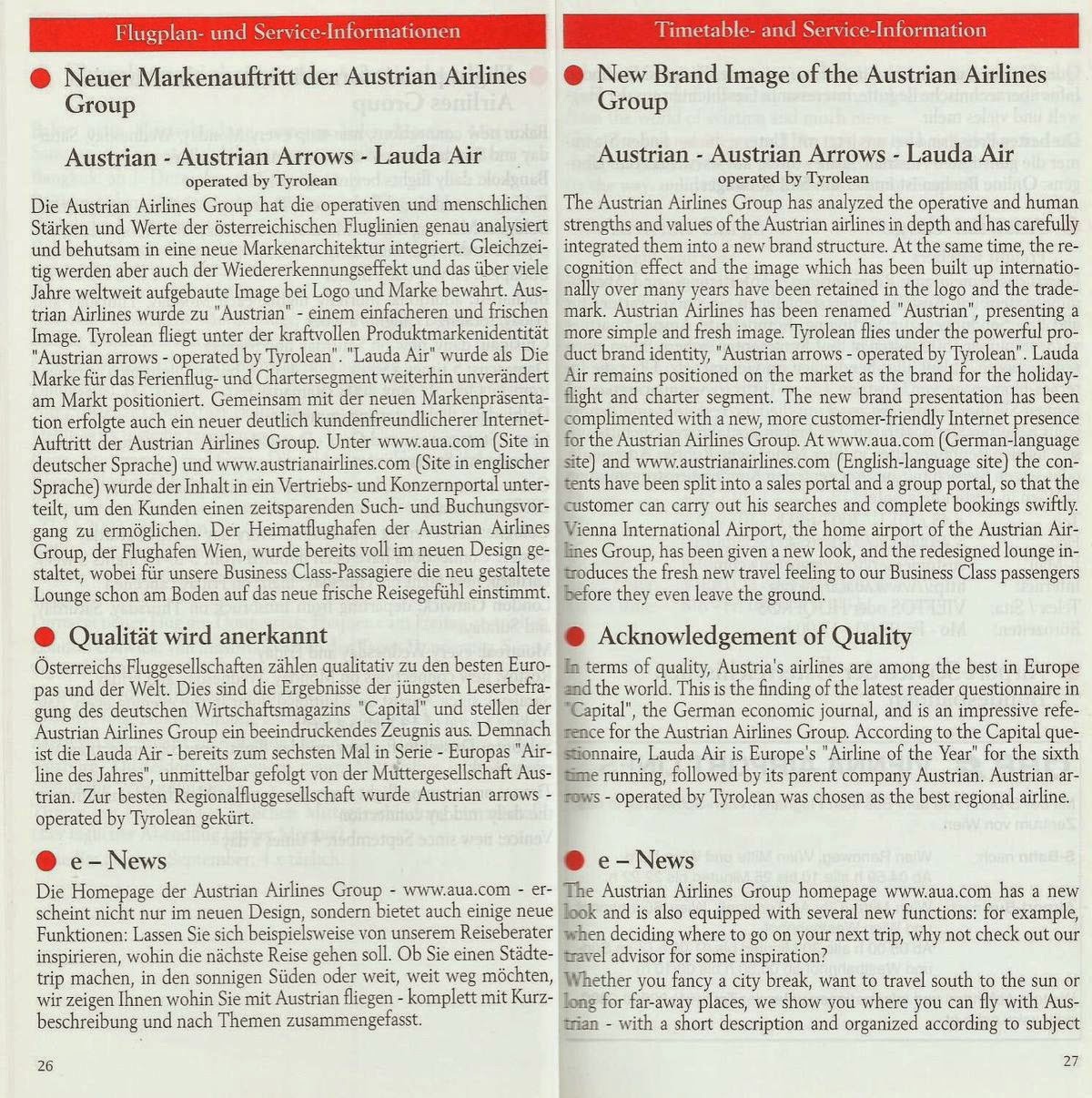 Airline memorabilia Austrian (2003/ 2004)