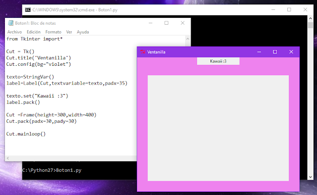 Ejemplos de Python con la librería Tkinter usando Bloc de Notas