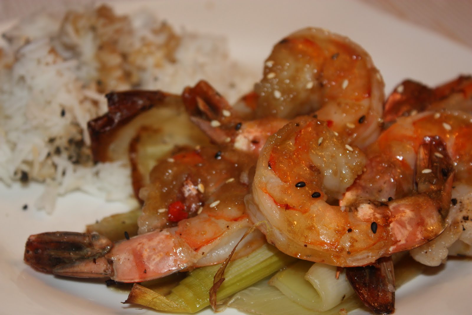 Gourmandises & Cie...: Crevettes Sautées, Émulsion de Gingembre