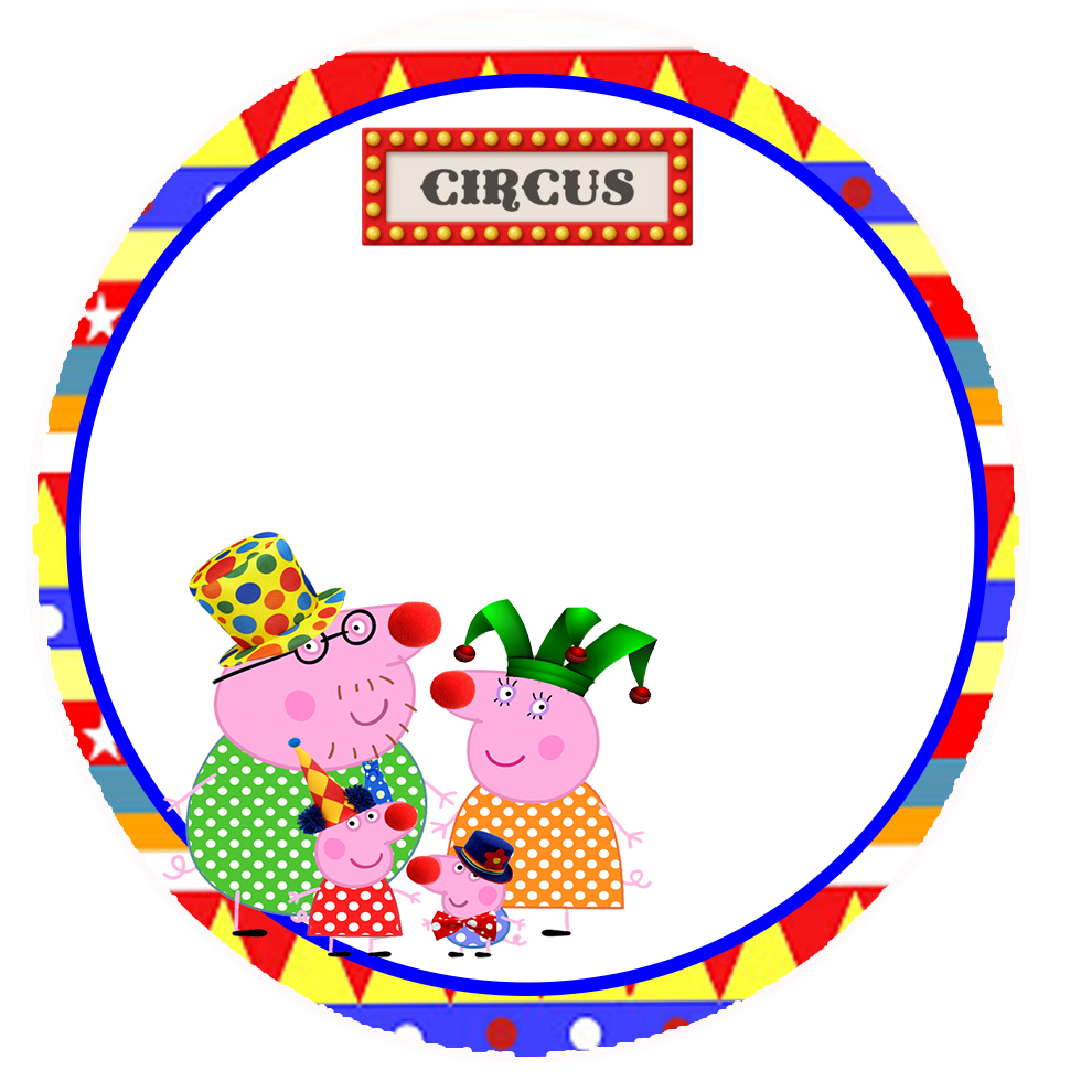 Peppa Pig en el Circo: Kit para Imprimir Gratis. Toppers o Etiquetas de Peppa Pig en el Circo para imprimir gratis.