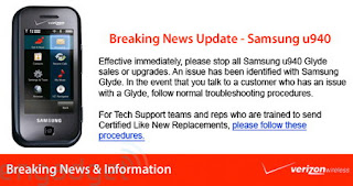 Verizon Samsung u940 Glyde problems?