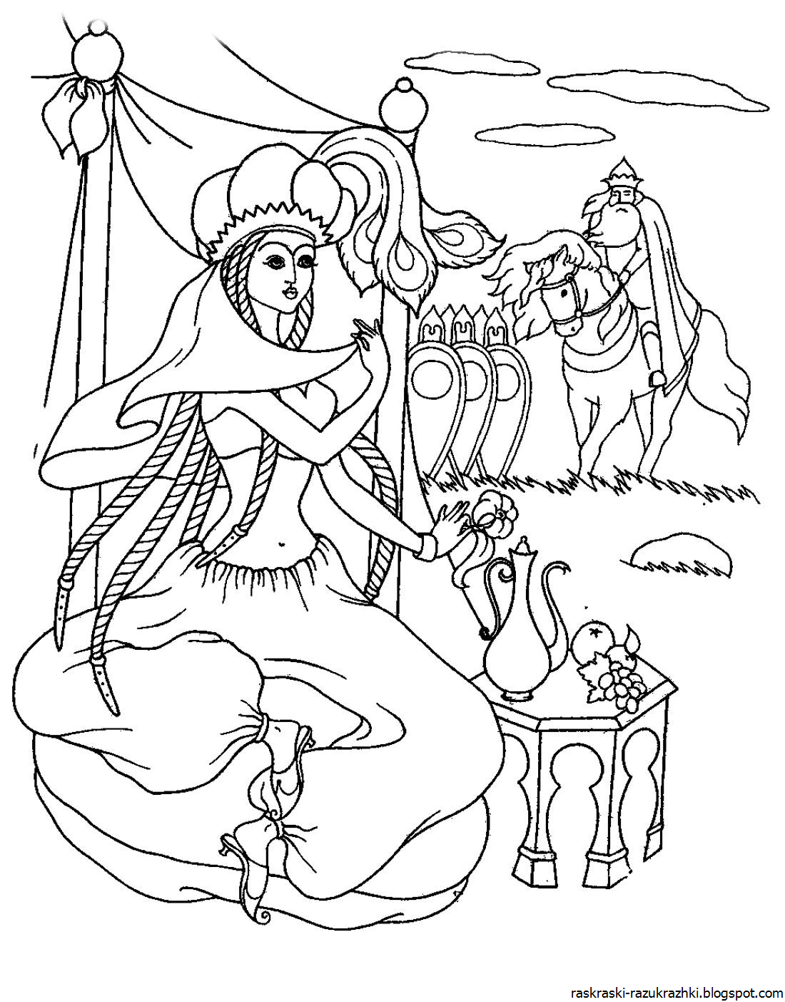 Раскраска Шамаханская царица из сказки Пушкина
