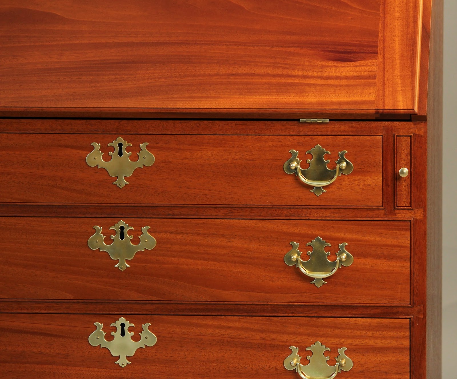 reproduction chippendale mahogany desk detail