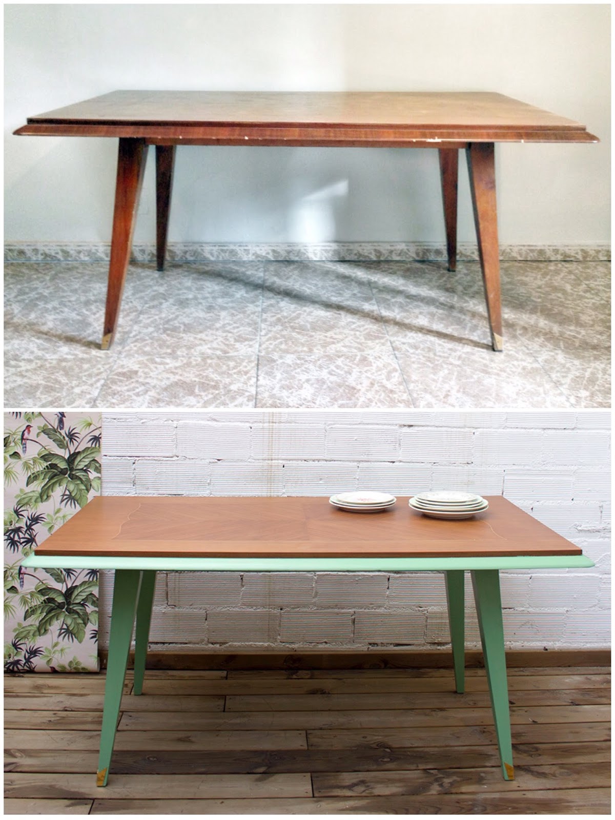 Antes y después - Mesa restaurada y pintada - Studio Alis