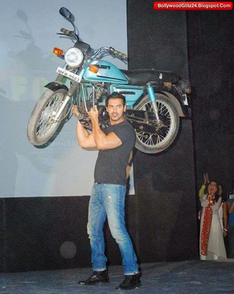 John Abraham holding A Heavy Bike