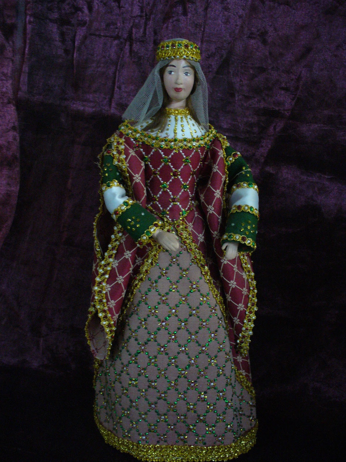Retrato En Miniatura De La Reina Isabel I - Enmarcado En Oro, Hecho A Mano, Escala 1/12 Para Casas De Muñecas
